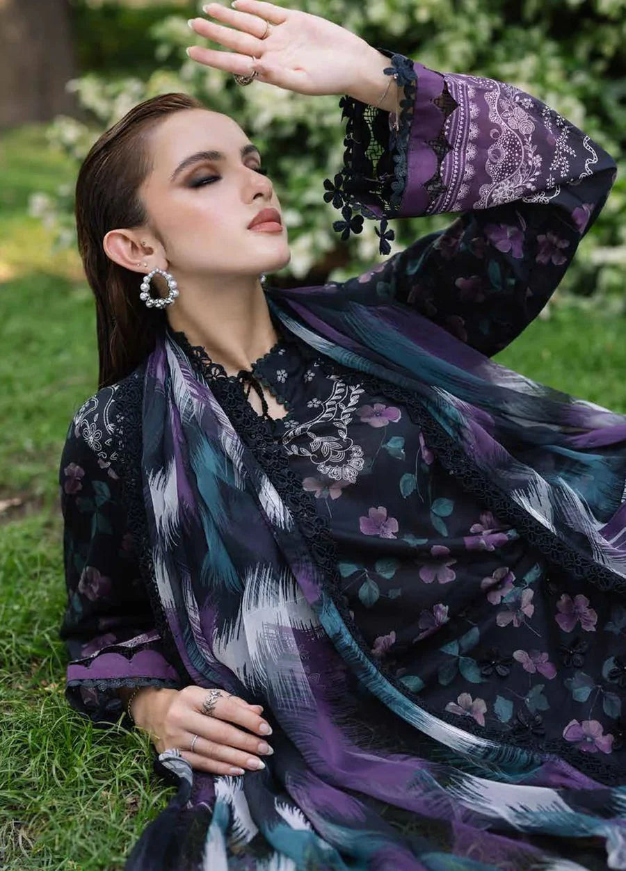 BQ-32 Digital Printed Khaddar Suit 3pc with Khaddar Digital Printed Dupatta & Embroidered Patches
