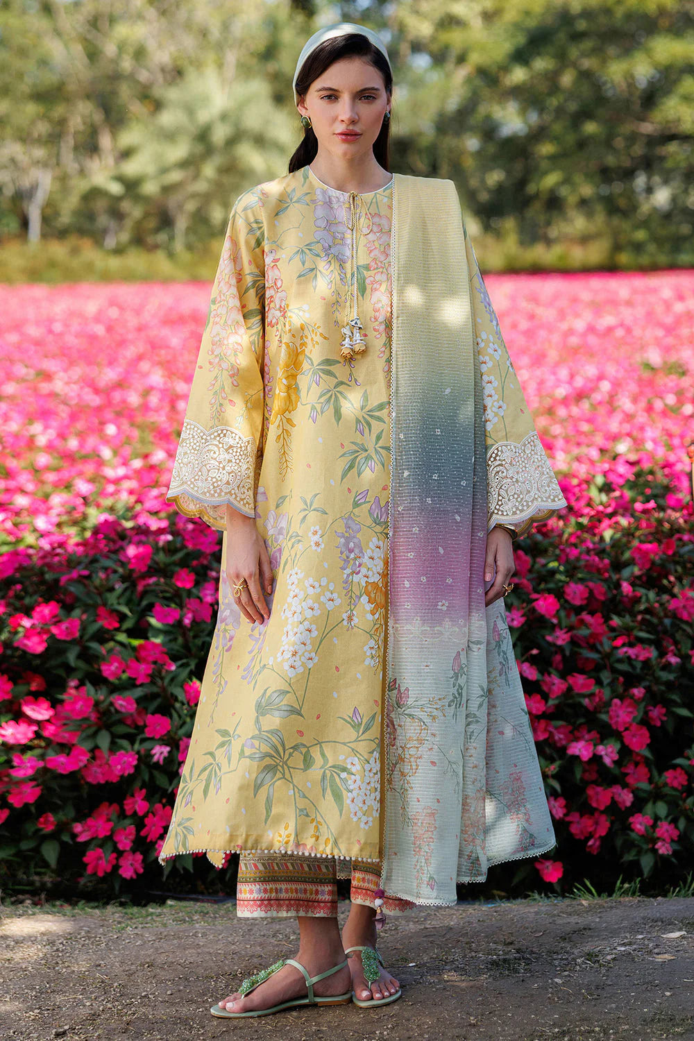 JZ-205 Unstitched Printed Lawn Shirt With Printed Lawn Dupatta