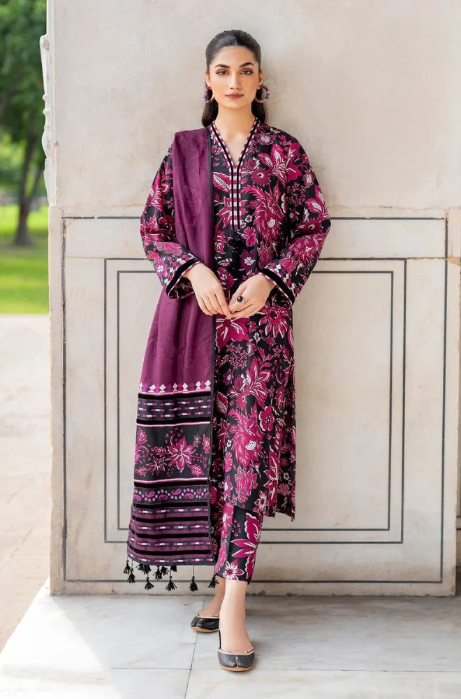 BK-187 Khaddar 3pc Digital Printed Suit With Digital Printed Khaddar Dupatta