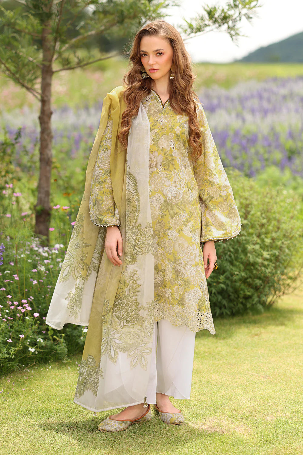 BQ-203 Unstitched Printed Lawn Shirt With Printed Lawn Dupatta