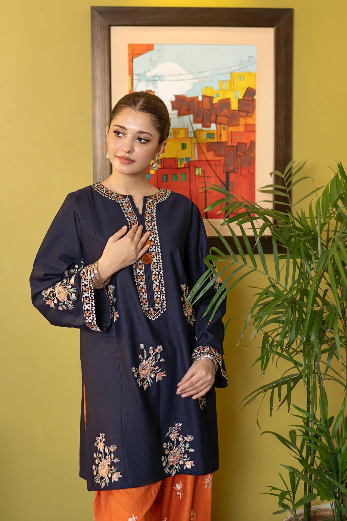 2 Piece - Unstitched Fully Embroidered Dhanak Suit With Embroidered Trouser