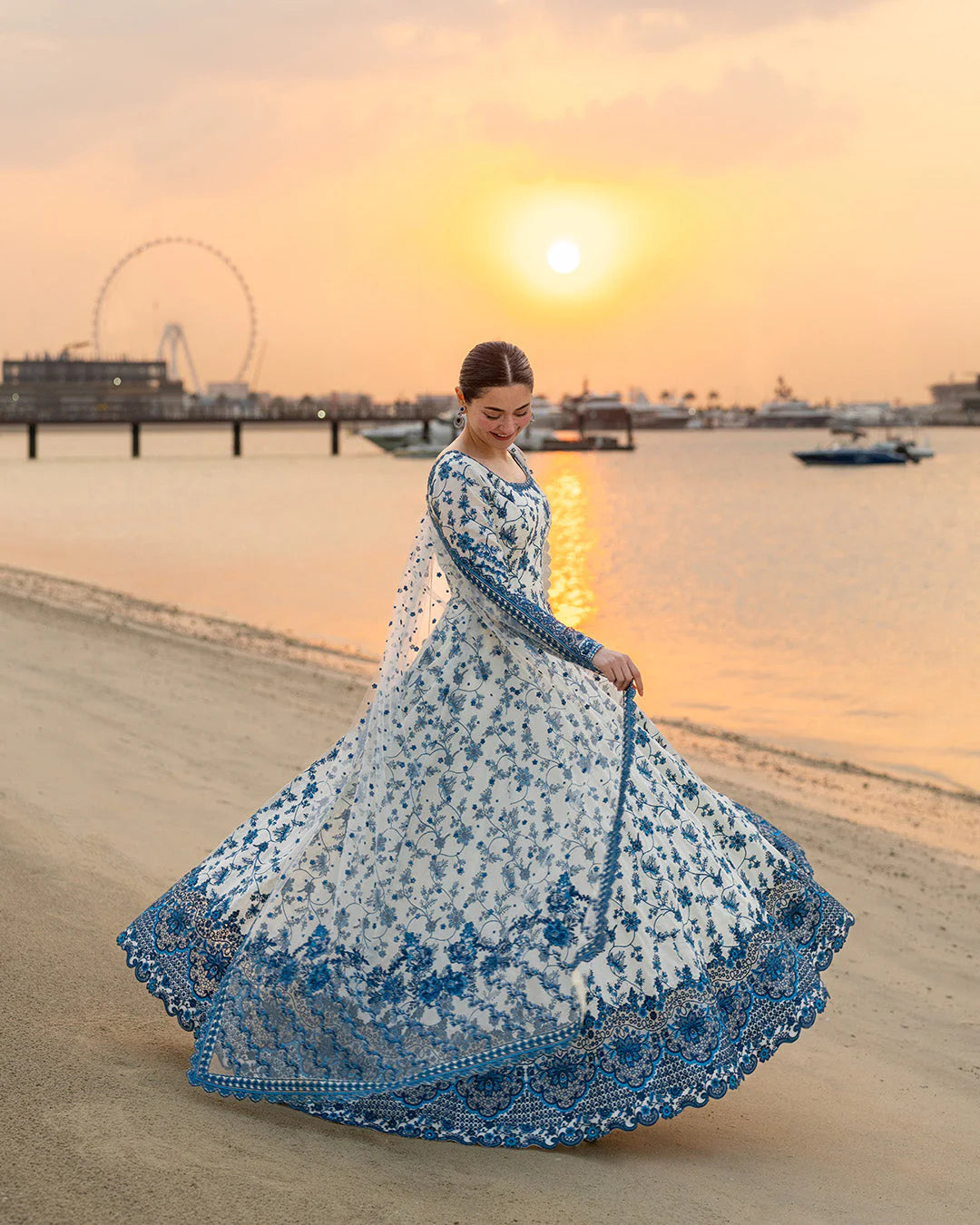 Faiza Saqlain- Lawn Embroidered Shirt With Embroidered Organza Dupatta