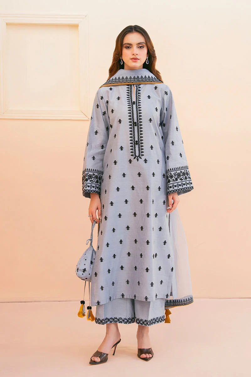 AS-2775 Lawn Embroidered Shirt With Organza Embroidered Dupatta