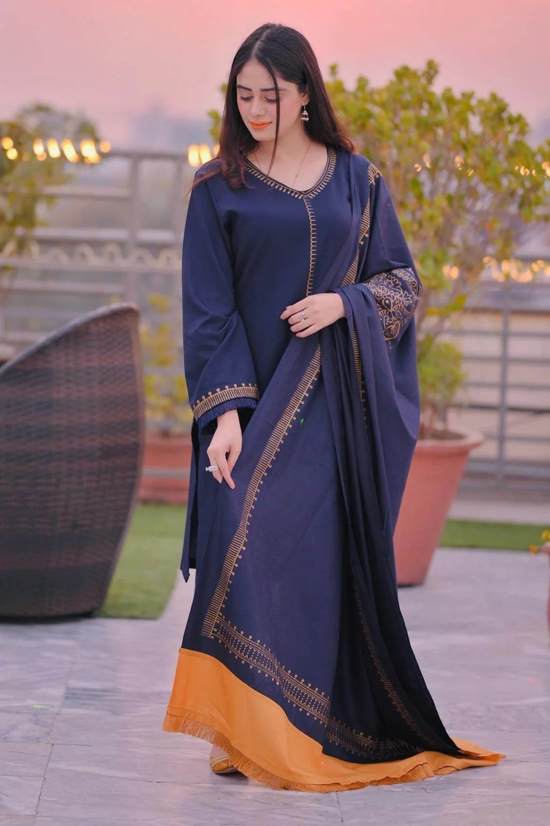 BR-1145 3Pc Unstitched Dhanak Suit with Printed Wool Shawl