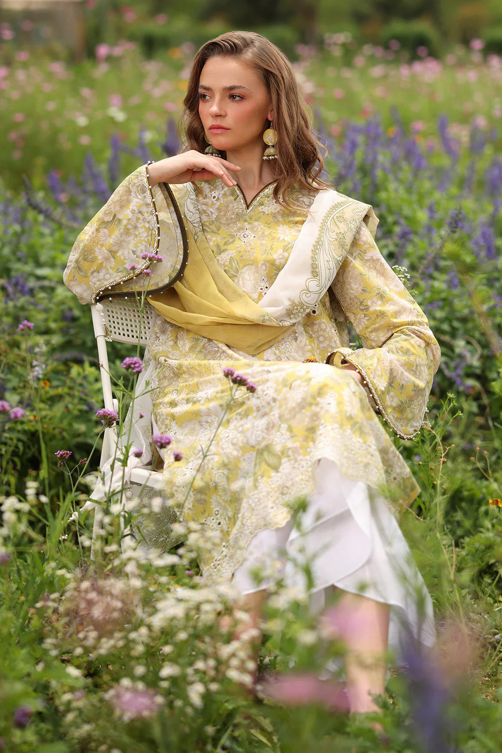 BQ-203 Unstitched Printed Lawn Shirt With Printed Lawn Dupatta