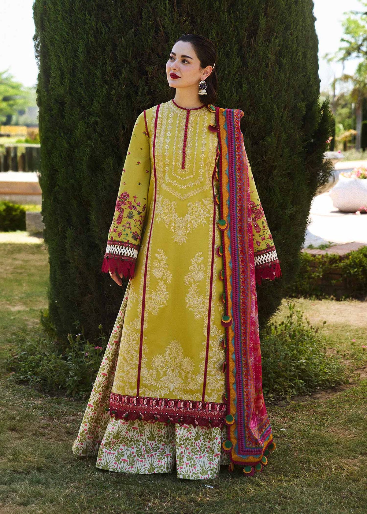 Unstitched Fully Embroidered Dhanak Suit With Printed Shawl