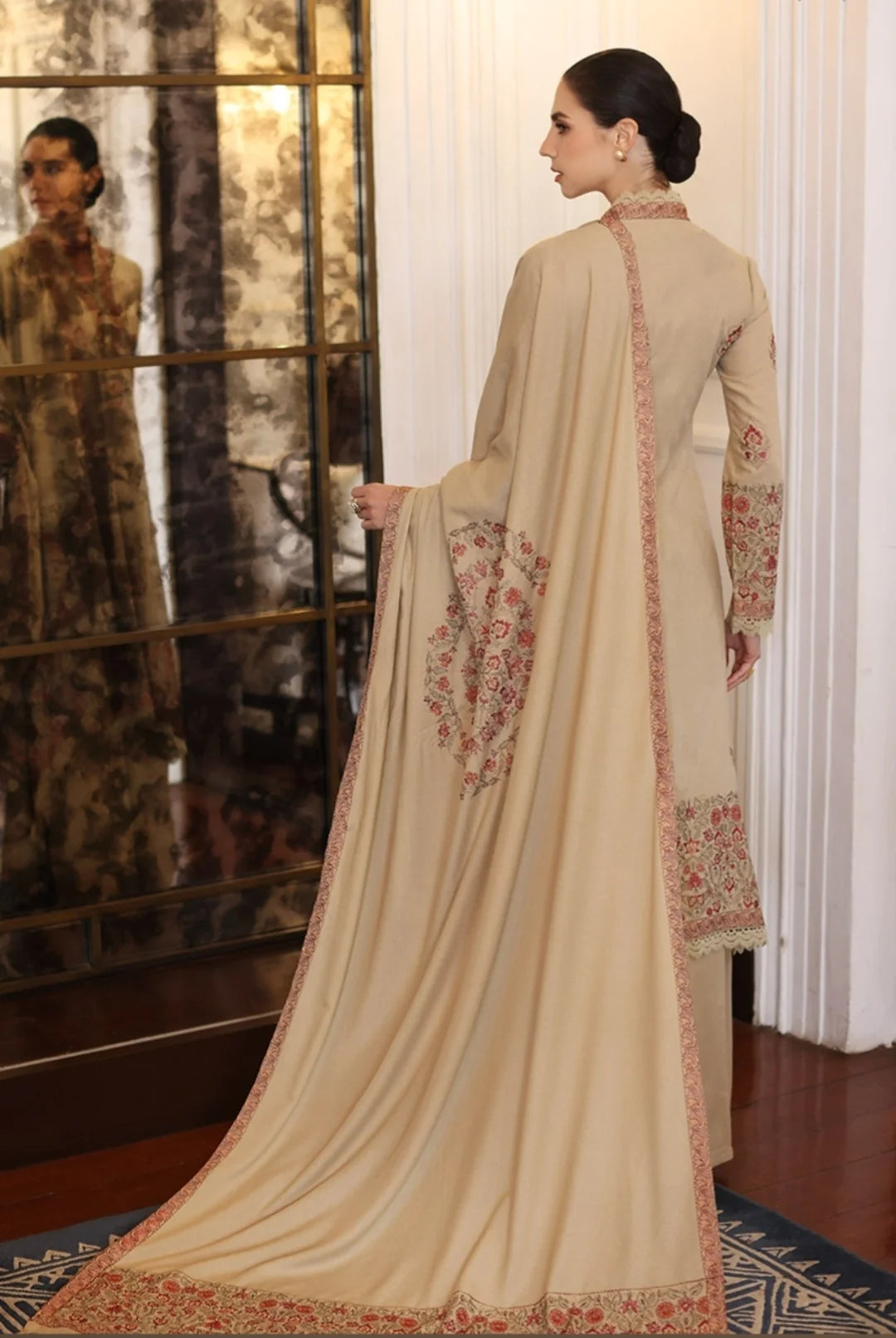 BR-660 Unstitched Embroidered Dhanak Wool Suit With Embroidered Dhanak Shaw