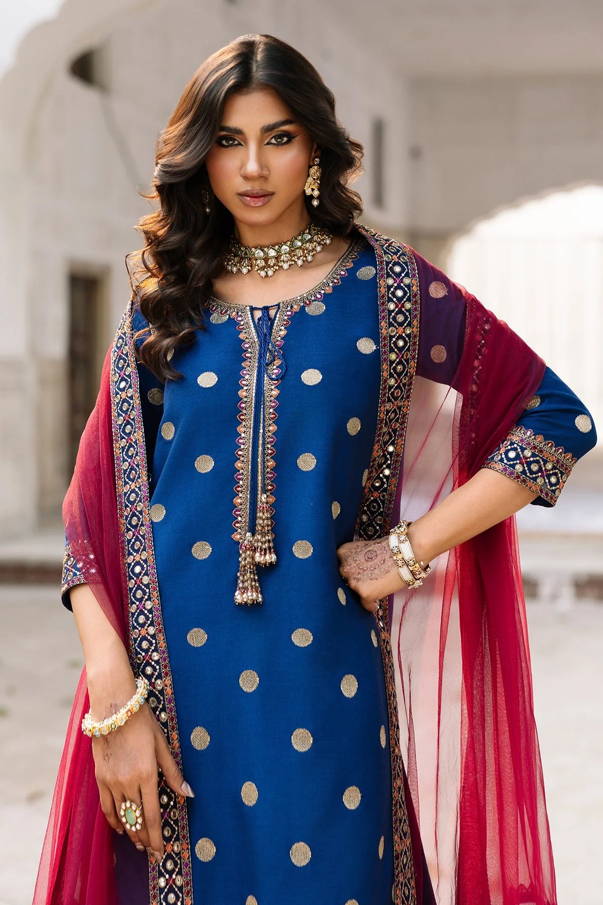 CZ-3130 Dhanak Unstitched Fully Embroidered Suit With Embroidered Organza Dupatta (Ready to Wear)