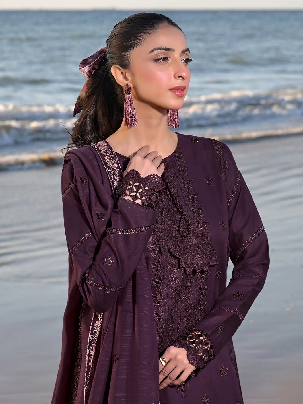 IZ-813 Unstitched Fully Embroided Dhanak Suit With Embroided Dhanak Dupatta