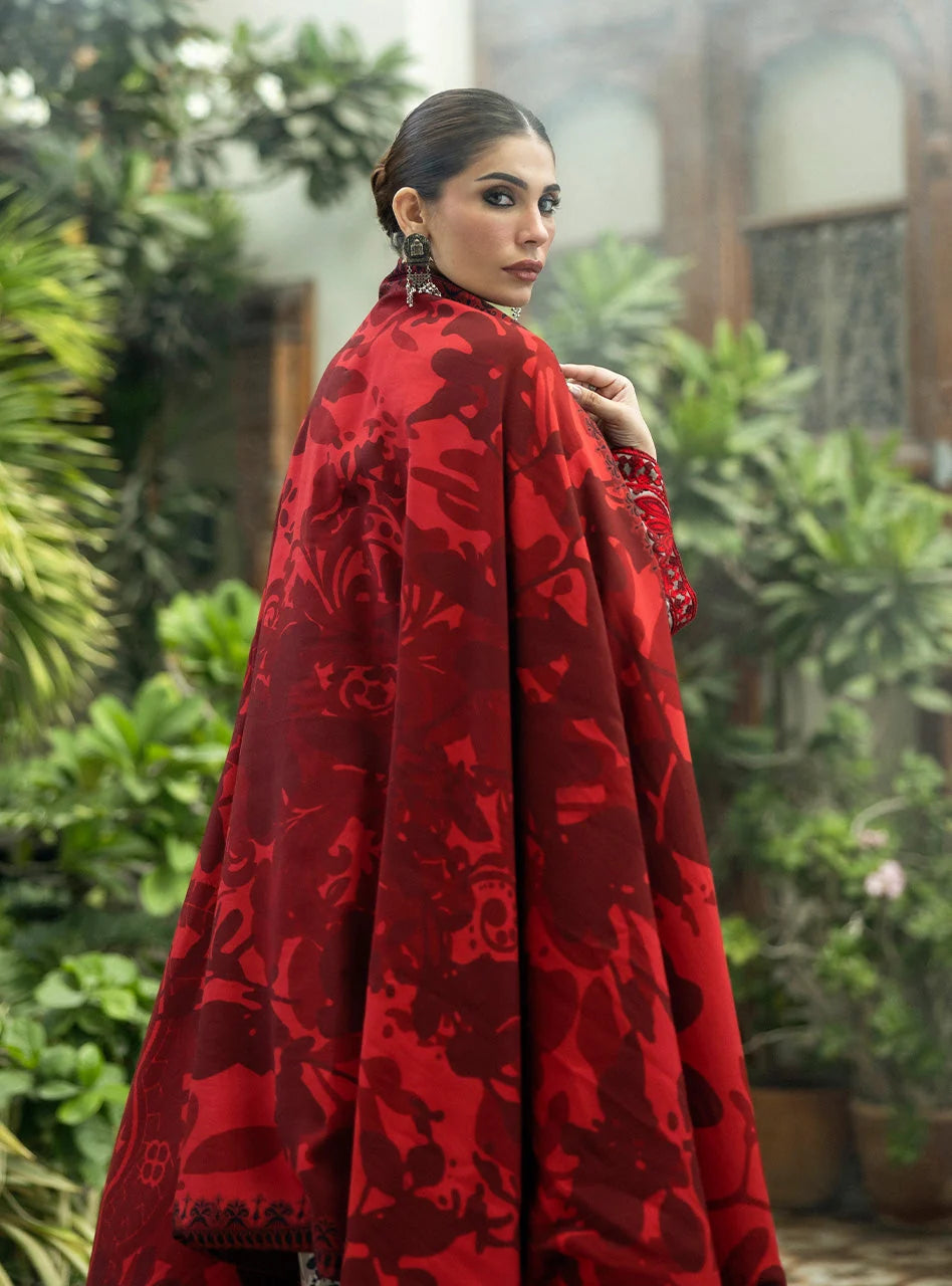 MB-437 Digital Printed Linen Suit 3pc with Linen Digital Printed Dupatta & Embroidered Patches