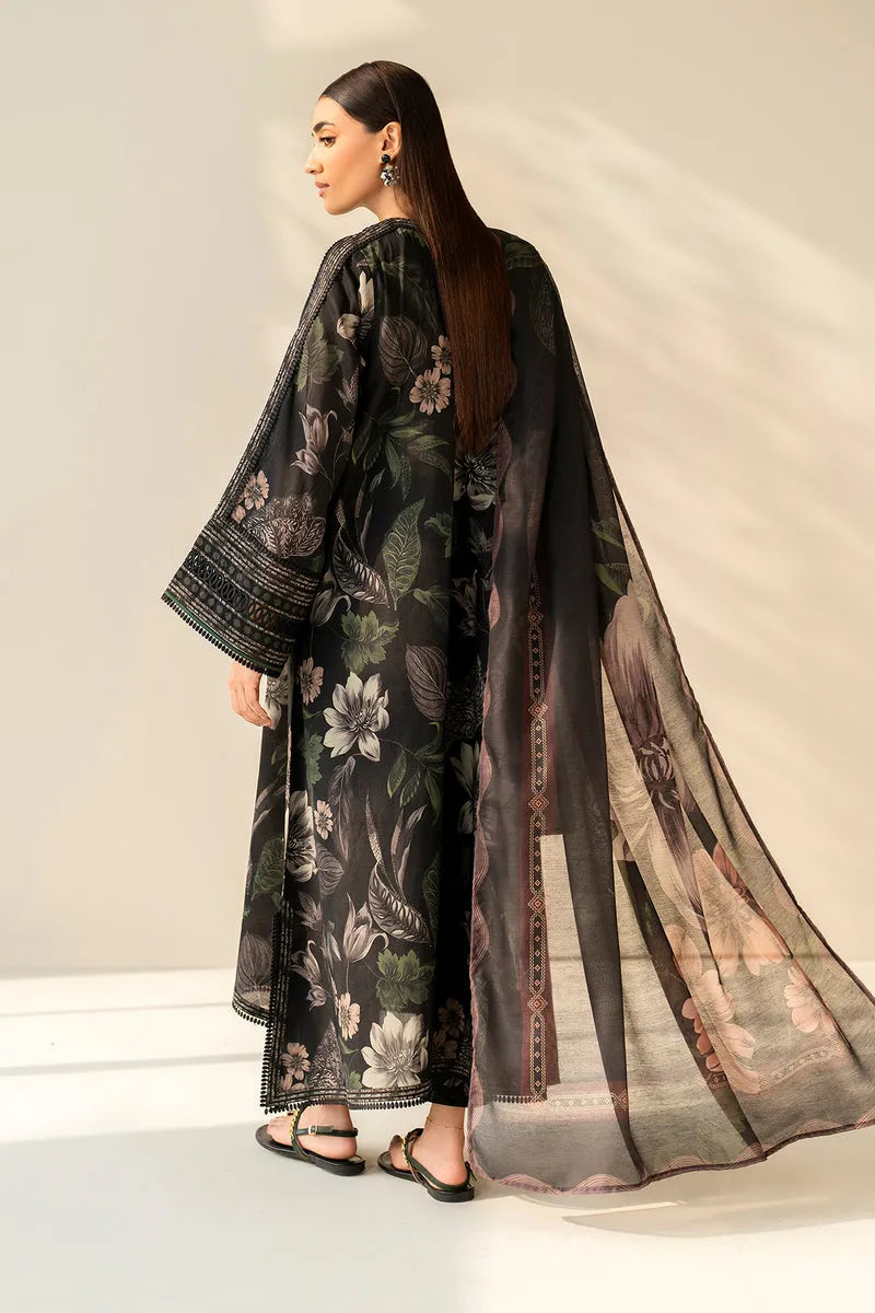 BQ-33 Digital Printed Khaddar Suit 3pc with Khaddar Digital Printed Dupatta & Embroidered Patches