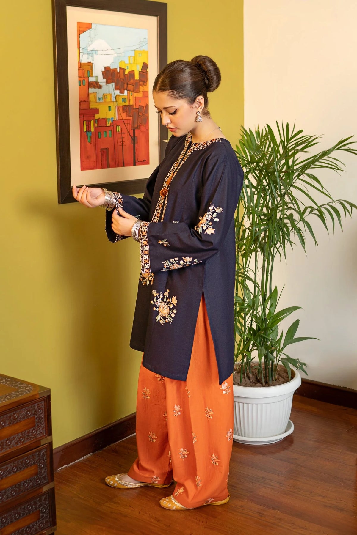 2 Piece - Unstitched Fully Embroidered Dhanak Suit With Embroidered Trouser