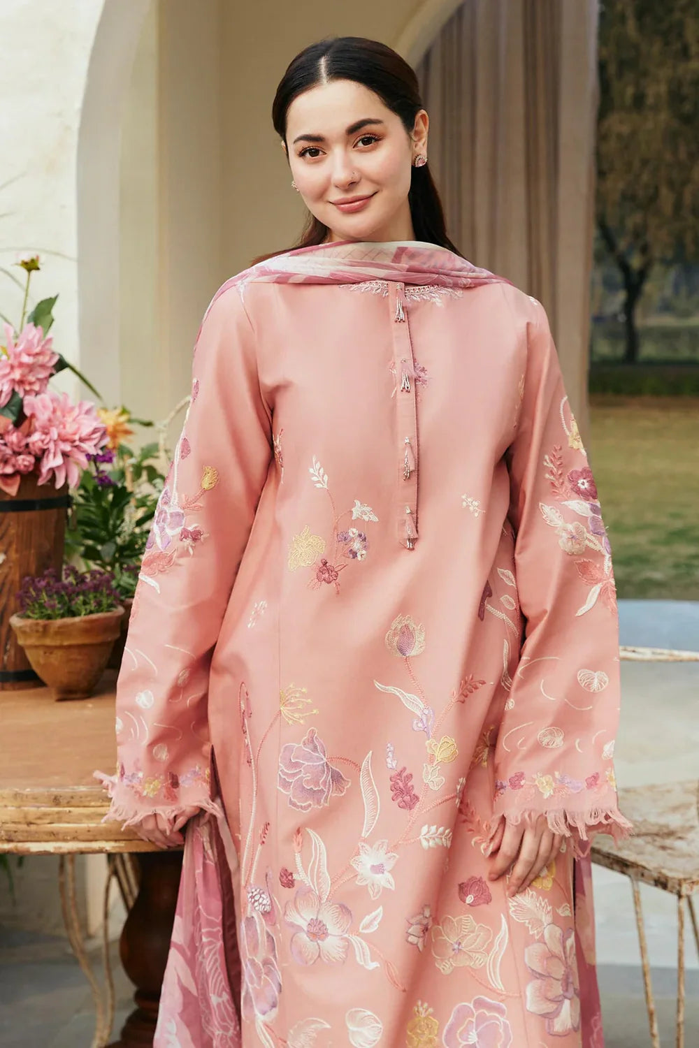 ZS-2755 Lawn Unstitched Fully Embroidered Shirt With Printed Monar Dupatta