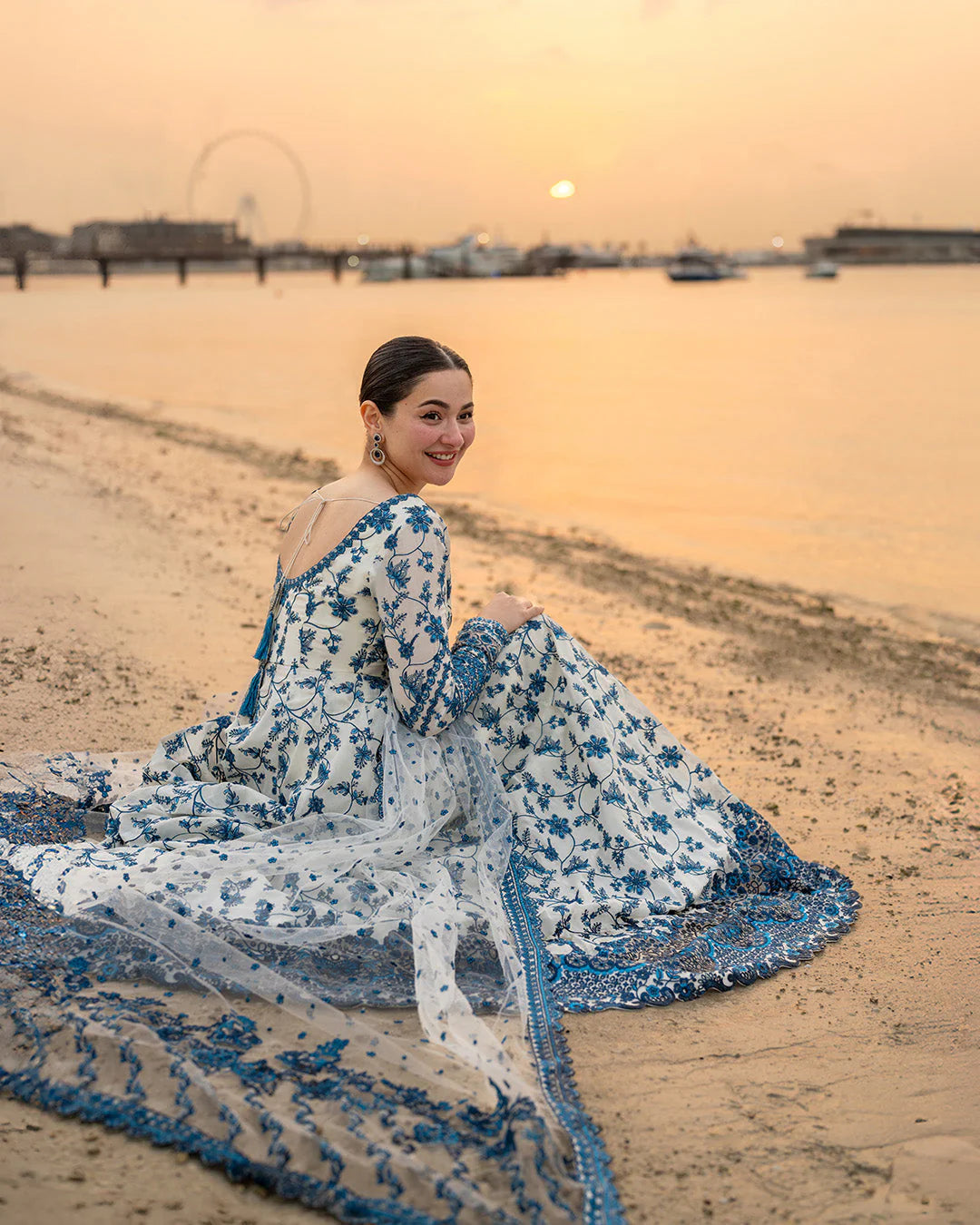 Faiza Saqlain- Lawn Embroidered Shirt With Embroidered Organza Dupatta
