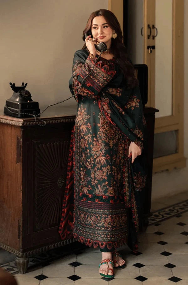 AJ-2915 Unstitched Heavy Embroidered Dhanak Suit With Embroidered Dhanak Shawl