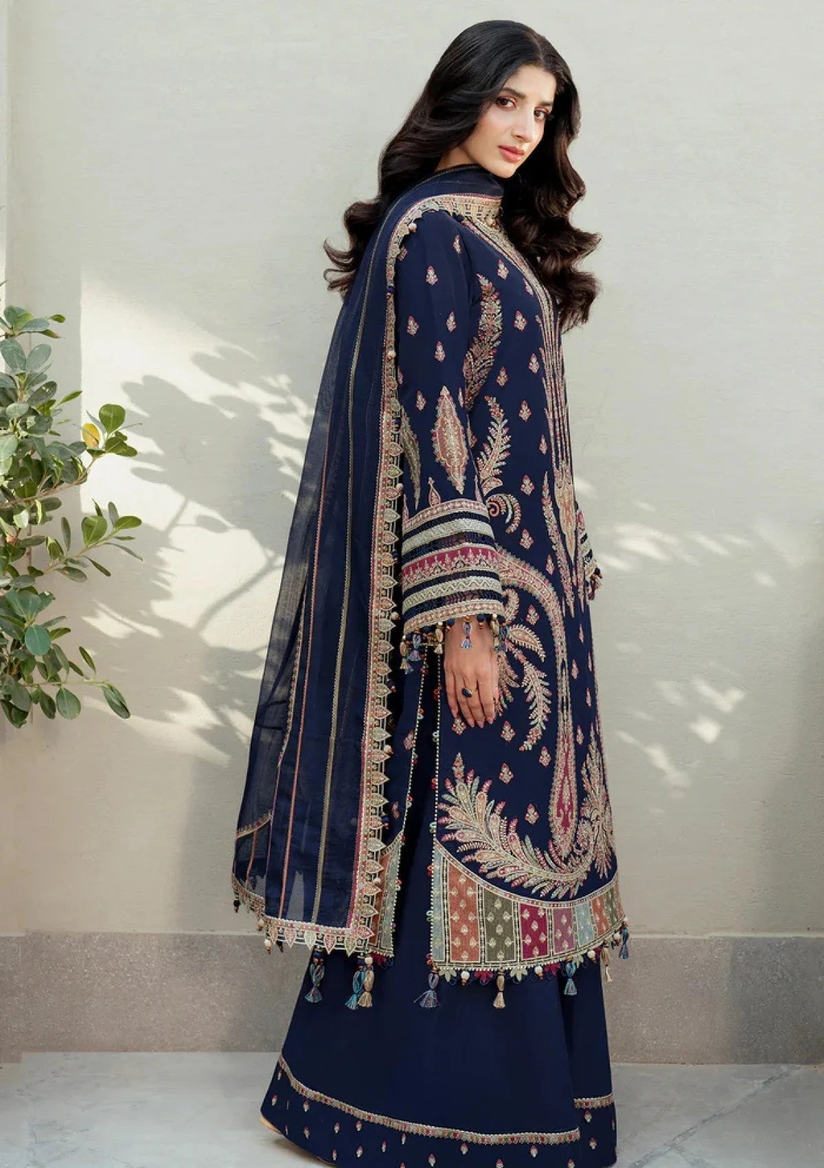 JZ-2990 Unstitched Heavy Embroidered Dhanak Suit With Dhanak Embroidered Shawl )