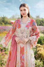 MB-468 Unstitched Digital Printed Lawn Suit 3pc With Voil Lawn Digital Printed Dupatta & Embroidered Patches