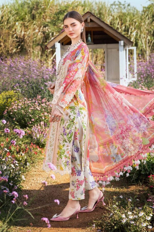 MB-468 Unstitched Digital Printed Lawn Suit 3pc With Voil Lawn Digital Printed Dupatta & Embroidered Patches