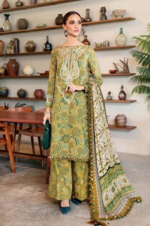 MB-456 Digital Printed Lawn 3pc Suit With Digital Printed Lawn Dupatta