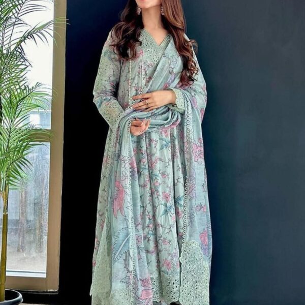 Unstitched Digital Printed Lawn Suit 3pc With Digital Printed Cotton Lawn Dupatta