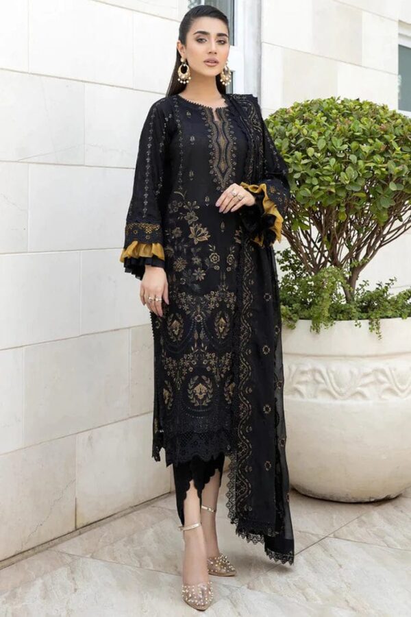 BA-06 UnStitched Lawn Embroidered 3pc With Organza Embroidered Dupatta