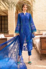 MB-2590B Lawn Unstitched Embroidered 3pc Suit With Organza Embroidered Dupatta