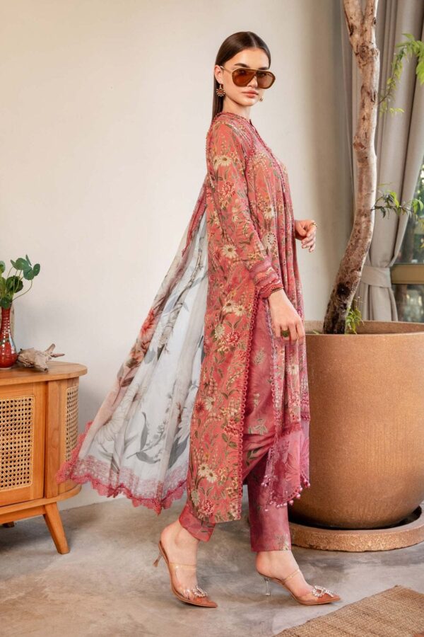 MB-470 Unstitched Digital Printed Lawn Suit 3pc With Lawn Digital Printed Dupatta & Embroidered Patches