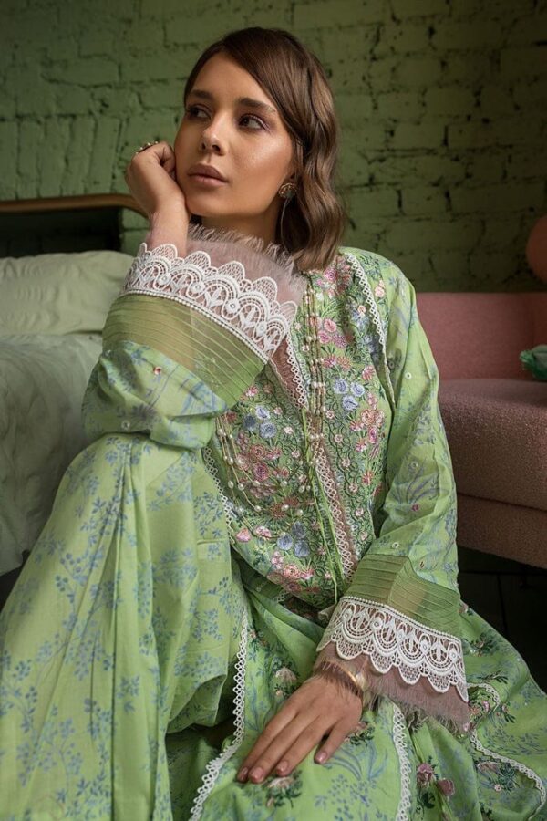 SN-16 3pc Unstitched Digital Printed Lawn Suit With Silk Digital Printed Dupatta & Embroidered Laces