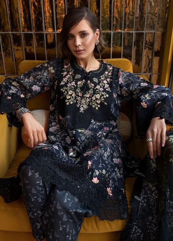 SN-19 3pc Unstitched Digital Printed Lawn Suit With Silk Digital Printed Dupatta & Embroidered Laces