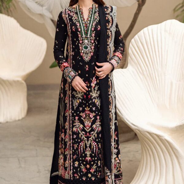 QL-2655 Lawn 3Pc Embroidered Suit with Bamber Chiffon Embroidered Dupatta