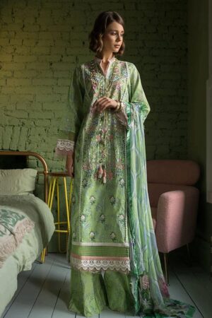 SN-16 3pc Unstitched Digital Printed Lawn Suit With Silk Digital Printed Dupatta & Embroidered Laces