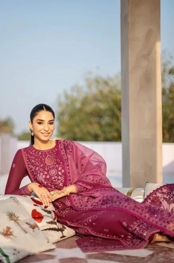CS-84 Lawn Unstitched Embroidered 3pc Suit With Organza Embroidered Dupatta