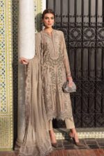 MB-2665 Lawn Unstitched Chiken Kari 3pc Suit With Organza Embroidered Dupatta