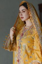 SP-2510 Unstitched Fully Embroided Lawn Suit With Organza Embroidered Dupatta