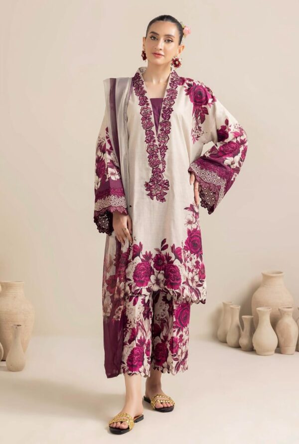 AD-476 Unstitched Digital Printed Lawn Suit 3pc With Digital Printed Cotton Lawn Dupatta