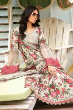 MB-425 Digital Printed Lawn Suit 3pc with Poly Lawn Digital Printed Dupatta & Embroidered Patches