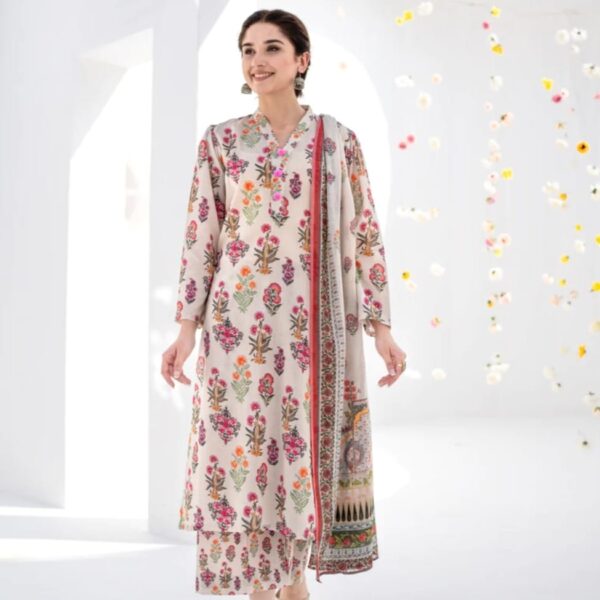 BQ-409 Digital Printed 3Pc Unstitched Lawn Suit With Digital Printed Lawn Dupatta