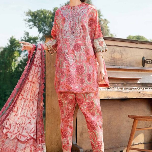 MB-458 Unstitched Digital Printed Lawn Suit 3pc With Lawn Digital Printed Dupatta