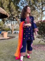 BR-1275 Lawn Unstitched Embroidered 3pc Suit With Embroidered Chiffon Dupatta