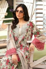 MB-425 Digital Printed Lawn Suit 3pc with Poly Lawn Digital Printed Dupatta & Embroidered Patches
