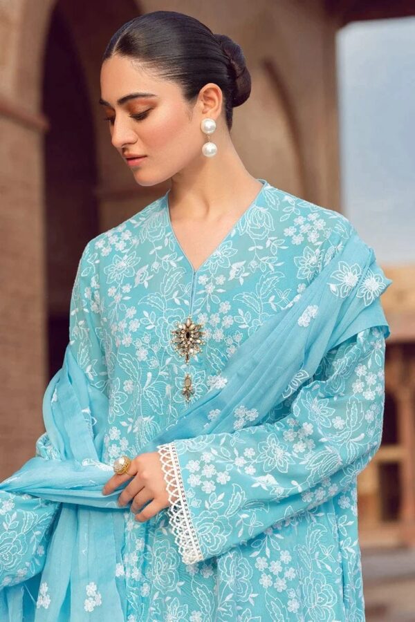 BR-08 Lawn 3Pc Embroidered Suit with Bamber Chiffon Embroidered Dupatta