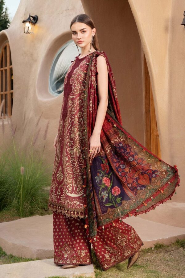 MB-478 Unstitched Digital Printed Lawn Suit 3pc With Voil Lawn Digital Printed Dupatta & Embroidered Patches