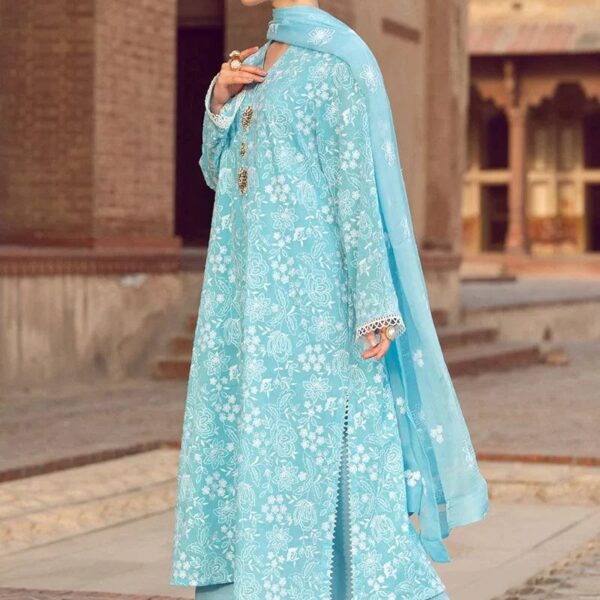 BR-08 Lawn 3Pc Embroidered Suit with Bamber Chiffon Embroidered Dupatta