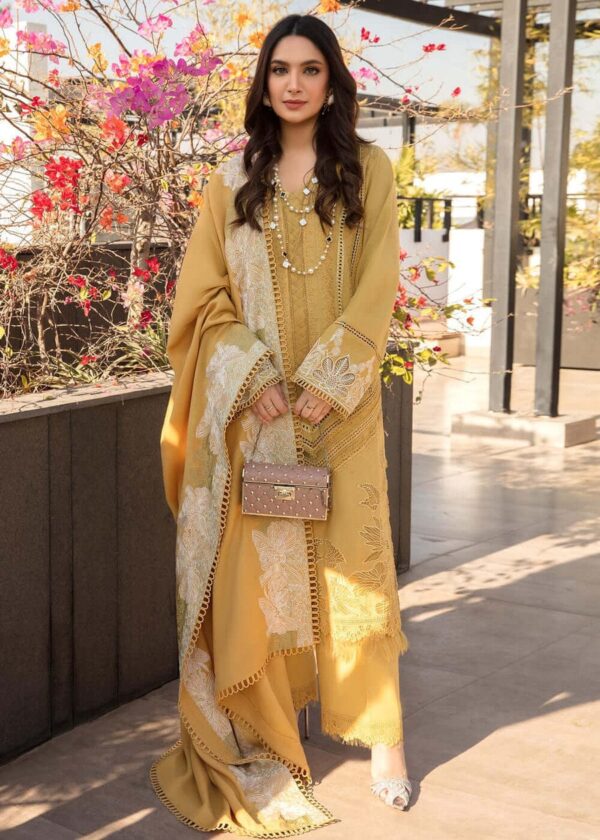 SS-1220 Heavy Embroidered Lawn 3Pc Suit With Lawn Embroidered Dupatta