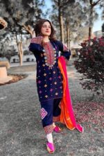 BR-1275 Lawn Unstitched Embroidered 3pc Suit With Embroidered Chiffon Dupatta