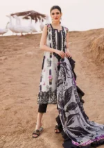 AN-79 Digital Printed 3pc Unstitched Lawn Suit With Monar Dupatta