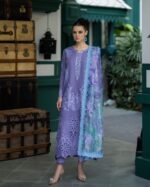 OR-86 Lawn Unstitched 3pc Fully Embroidered Suit With Cotton Net Silky Printed Dupatta 4 Sided Embroidered Lace