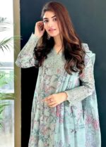 Unstitched Digital Printed Lawn Suit 3pc With Digital Printed Cotton Lawn Dupatta