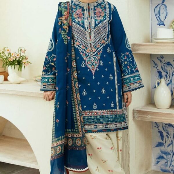 ZS-50 Unstitched Fully Embroided Lawn Suit With Cotton Lawn Digital Printed Dupatta