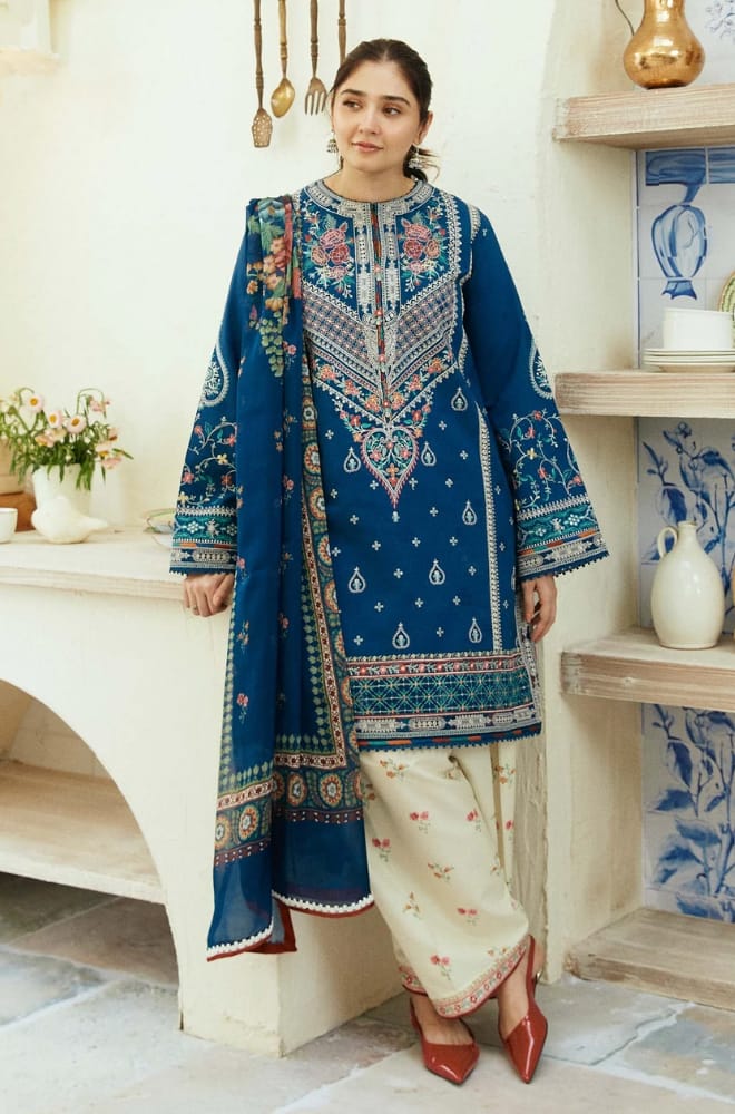 ZS-50 Unstitched Fully Embroided Lawn Suit With Cotton Lawn Digital Printed Dupatta